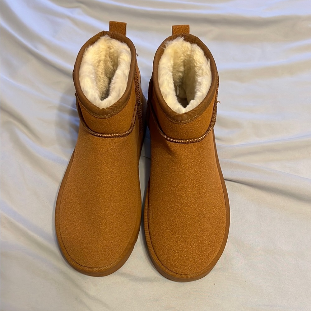 Cozy Brown Ankle Boots with Faux Fur Lining
